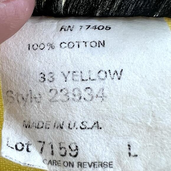 Vintage 70s Habits Yellow Crinkle Embellished House Beach Maxi Shirt Dress Large - Picture 6 of 6